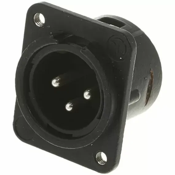 Neutrik NC3MD-V-BAG панельный разъем XLR male серии D, вертикальная установка на ПП,черненый корпус