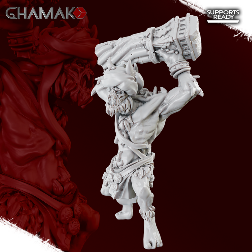 Grand Alliance Destruction Orruk Warclans Orcs Greenskins Орк с куском колонны миниатюра для dnd, днд, pathfinder, фентези, Настольная игра, НРИ, Варгейм, РПГ