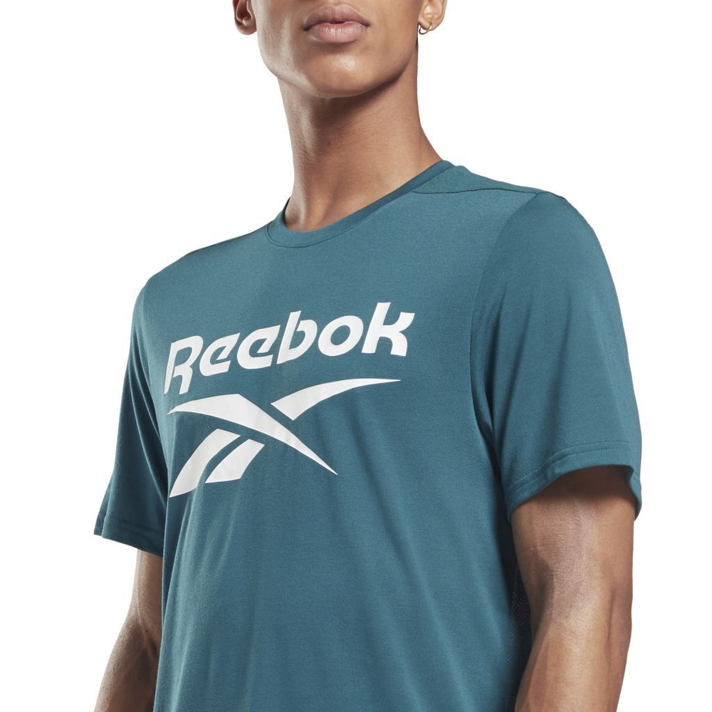 Мужская теннисная футболка Reebok Workout Supremium SS Graphic - midnight pine
