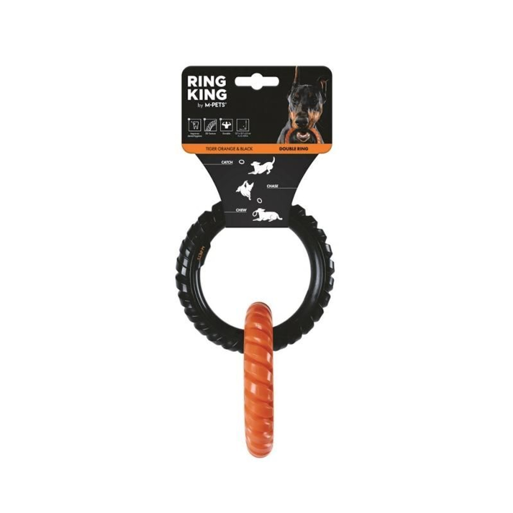 M-PETS Игрушка для собак кольцо RING KING двойное, цвет черный/оранжевый