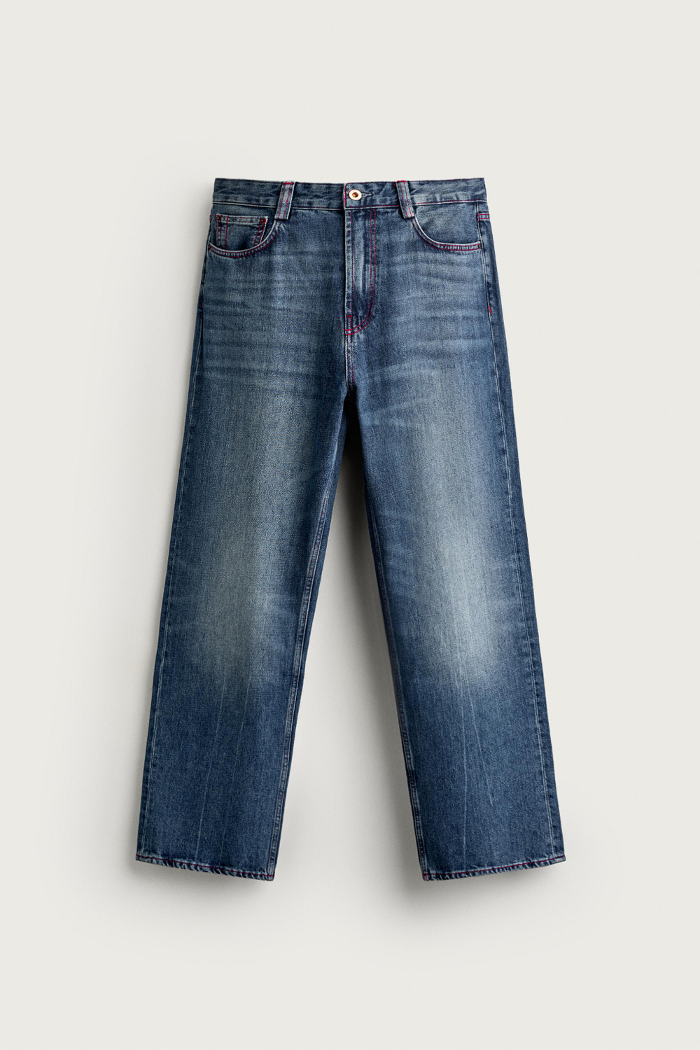 ДЖИНСЫ STRAIGHT FIT С КОНТРАСТНОЙ СТРОЧКОЙ — ZARA