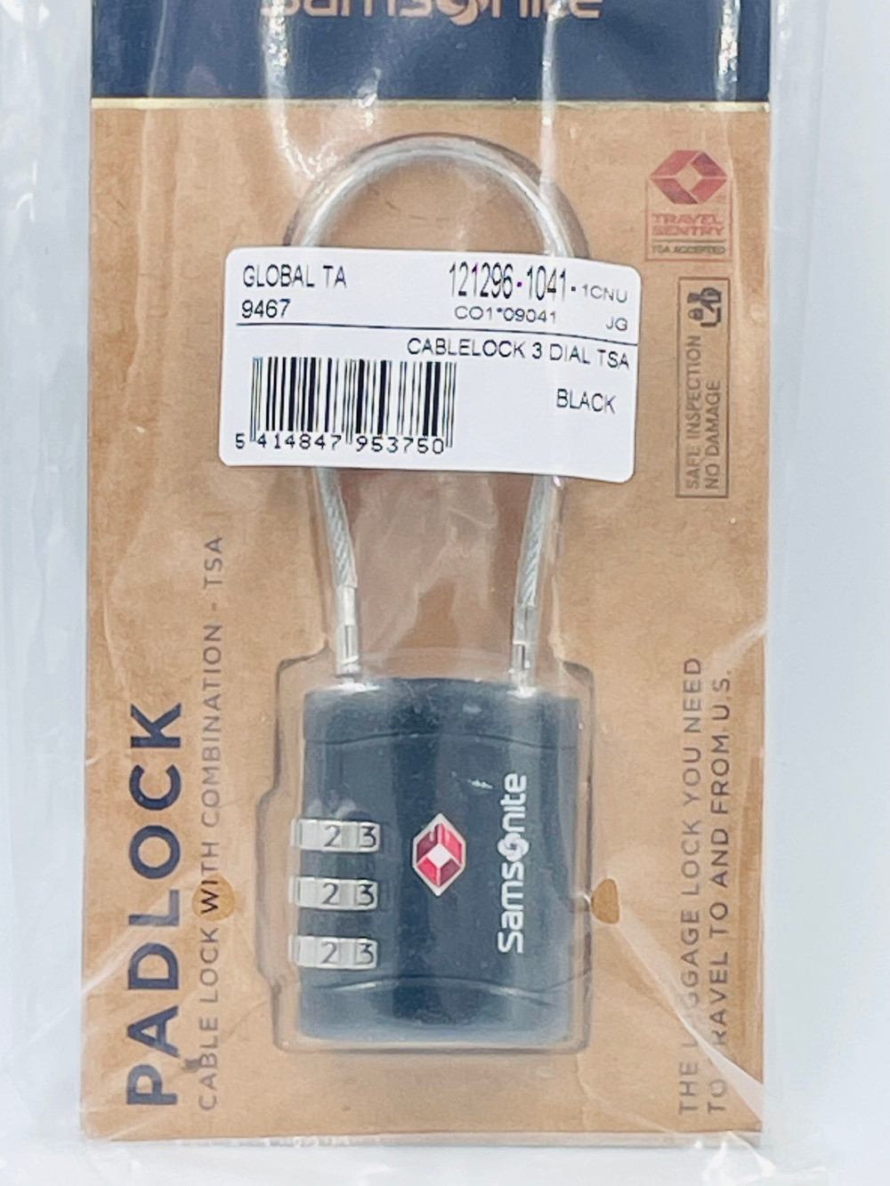 Samsonite Багажный замок-тросик кодовый Cablelock 3Dial TSA, Черный, 1 шт