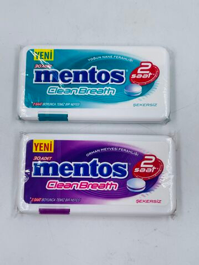 MENTOS набор освежающих пастилок с цинком (2 шт. по 21 г) CleanBreath интенсивная мята и лесные ягоды, без сахара, 42 г, Турция