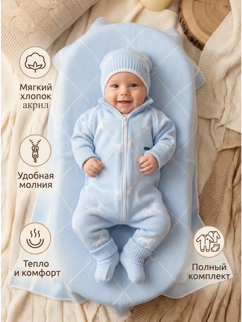 Вязаный конверт на выписку весна