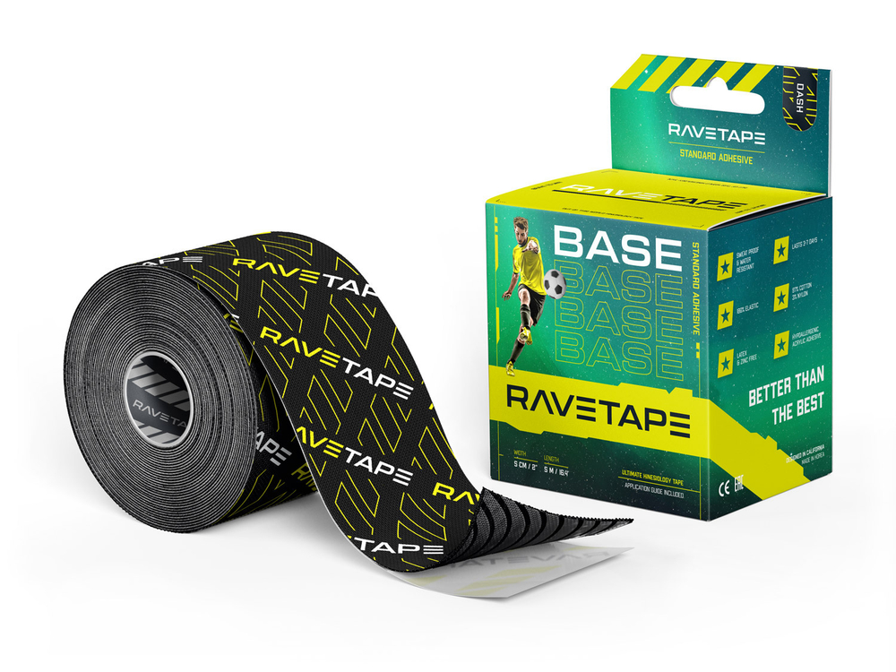 Кинезиотейп RaveTape BASE 5×5 — DASH [Logo]