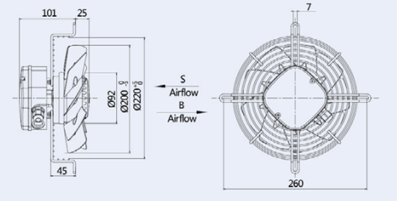 Вентилятор Weiguang YWF-2D-200-S(B)-92/15-G (YWF(K)2D200-Z)