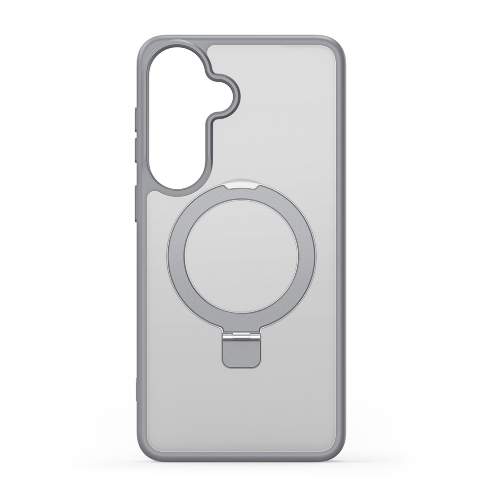 Матовый серый чехол с MagSafe для Samsung Galaxy S26+ Плюс, серия Yind Series Case от Dux Ducis (версия с магнитной откидной подставкой)
