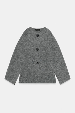 ZARA ПРИТАЛЕННЫЙ КАРДИГАН, СЕРЫЙ