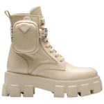 PRADA Monolith 55mm Pouch Ankle Boots Desert Beige Leather Women"s