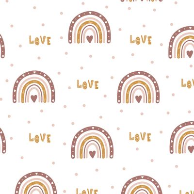 Радуги в стиле бохо с абстракциями и надписью love