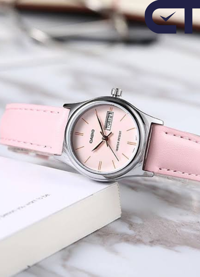 Casio LTP-V006L-4B — женские часы с кожаным ремешком, датой и днём недели
