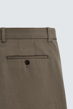 ZARA БРЮКИ STRAIGHT FIT ИЗ РЕЛЬЕФНОЙ ТКАНИ, РЫЖЕВАТО-КОРИЧНЕВЫЙ