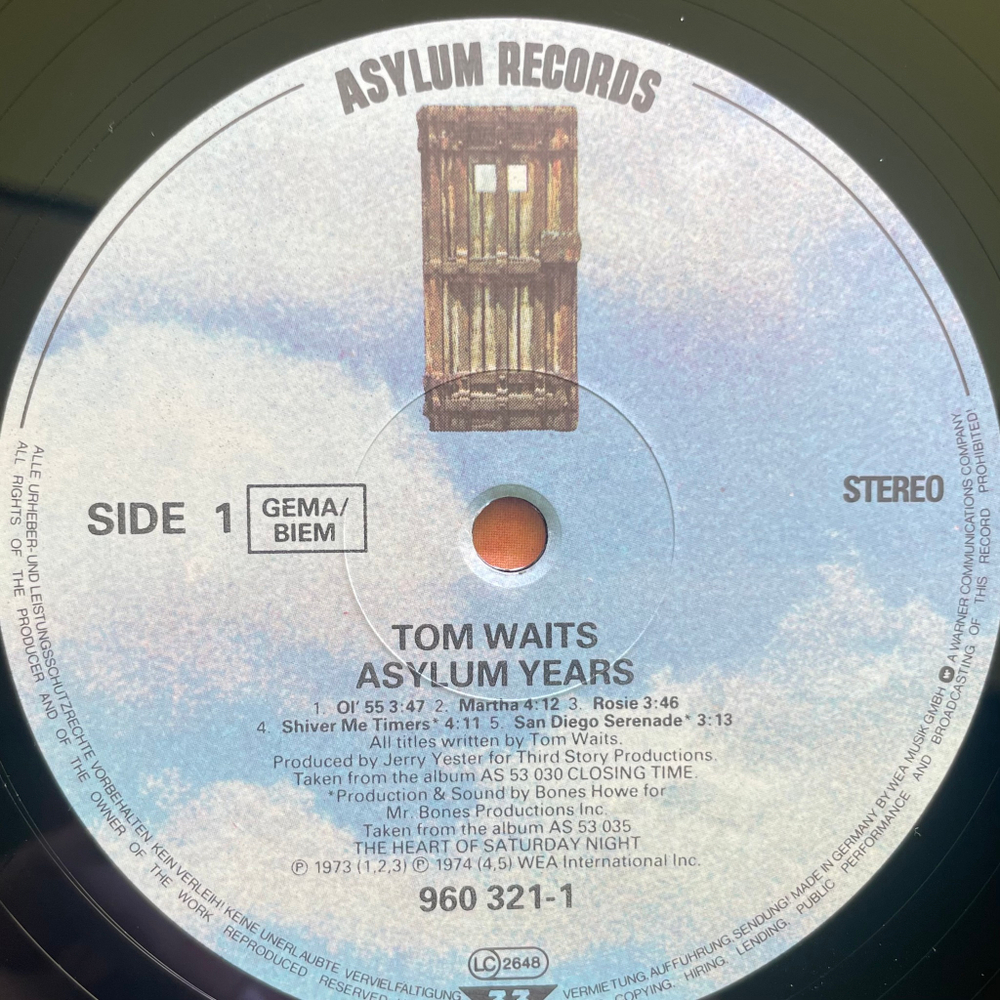 Tom Waits ‎– Asylum Years 2LP (Европа 1984г.)