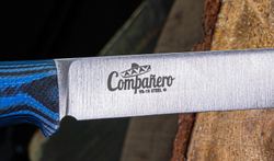 Нож Kizlyar Supreme COMPANERO VG-10 SW G10-BBLH LS (Stone Wash, G10 Black-Blue Handle, Leather Sheath)