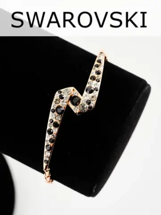 Браслет Молния с черными кристаллами Swarovski