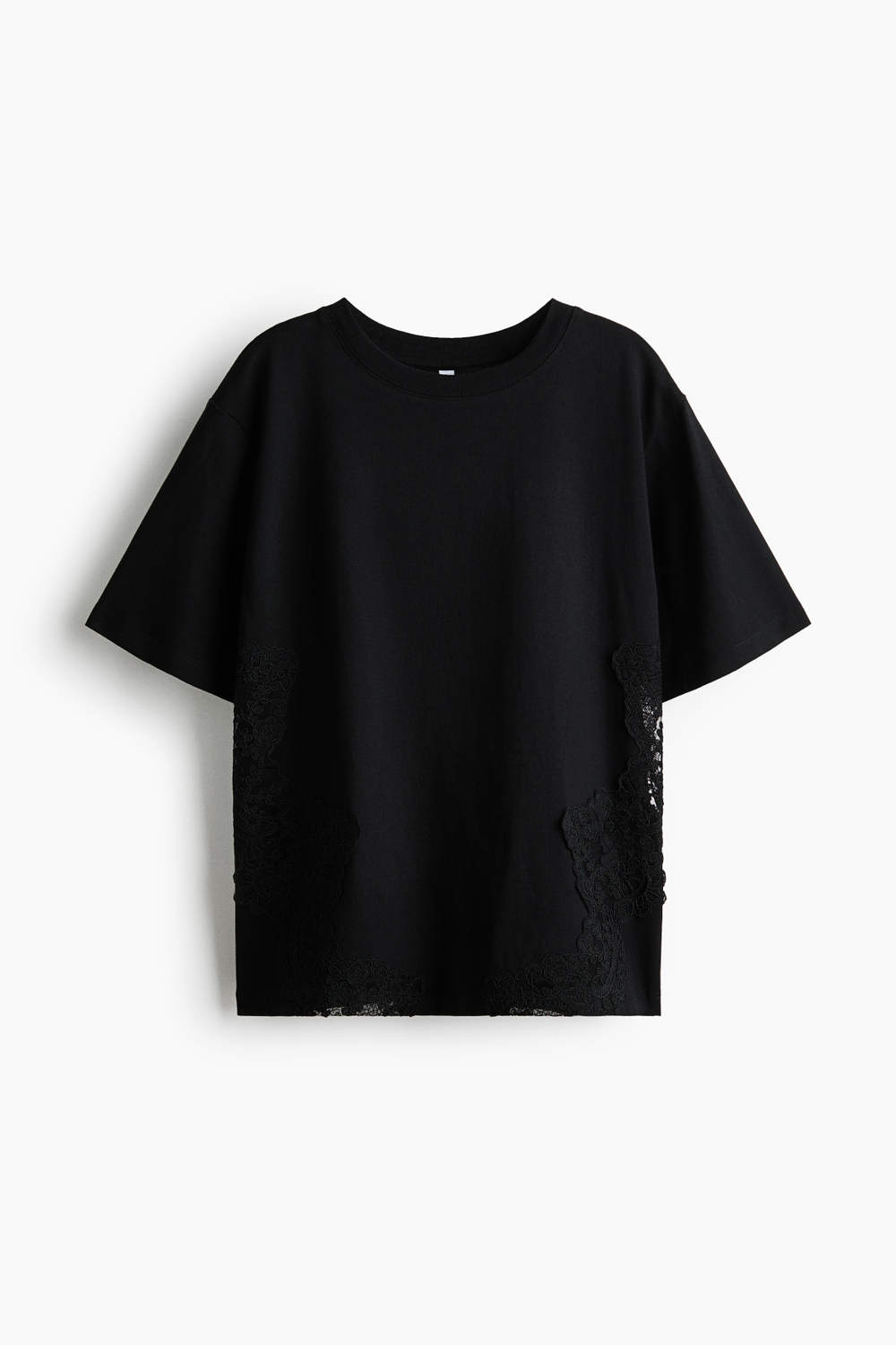 Хлопковая футболка с кружевными вставками - H&M