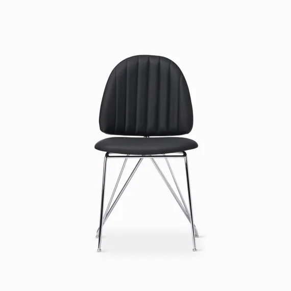 Обеденный стул Sundseat, черная экокожа, ножки хром