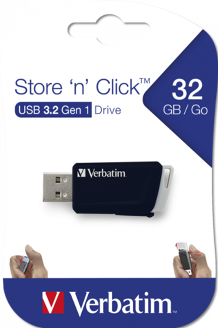 Флеш-накопитель Verbatim Store 'n' Click 32GB, USB 3.2 Gen 1, R/W 80/25 МБ/с