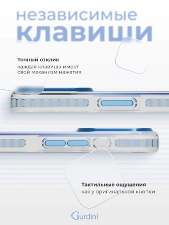 Чехол накладка iPhone 16 6.1" Gurdini Ocean Case (2) Transparent синий