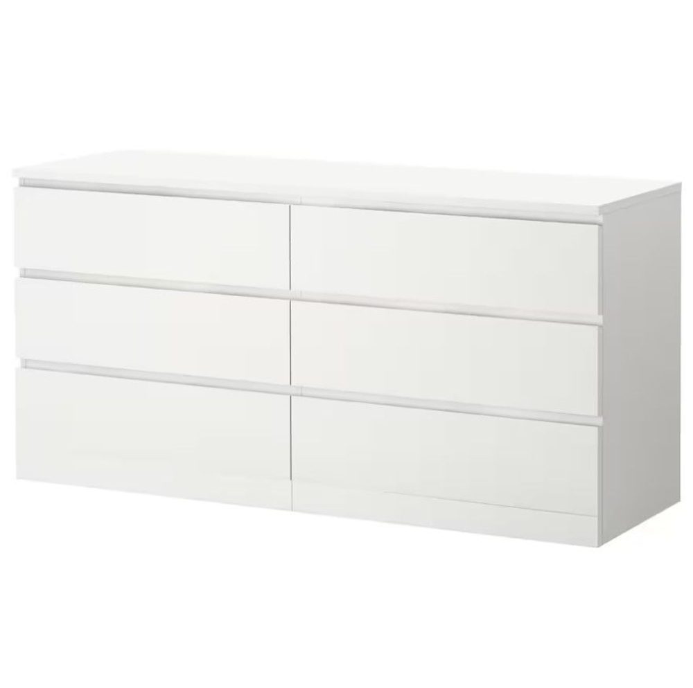 Комод 159х48х78, Марм, с 6 ящиками для вещей, одежды, игрушек, большой широкий, белый, Marmur
