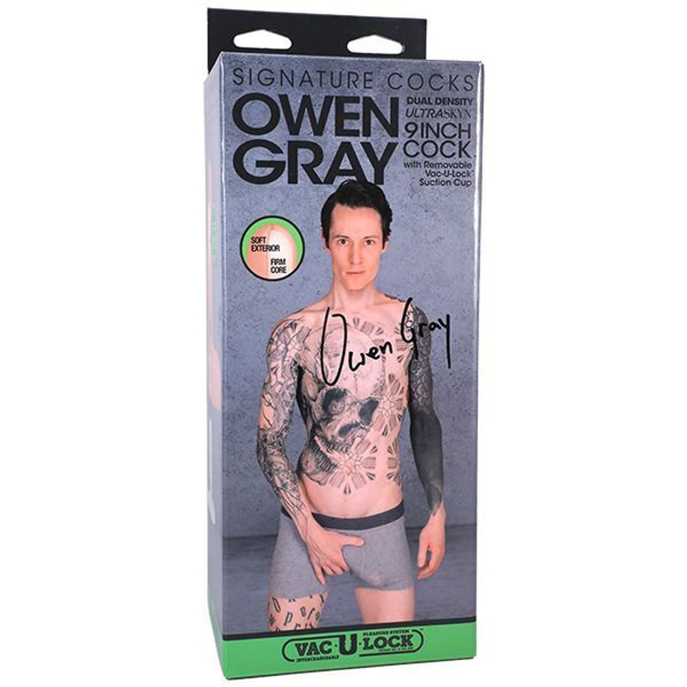 Телесный фаллоимитатор с мошонкой на съемной присоске Owen Gray Signature Cocks - 23,5 см. (Цвет: телесный)