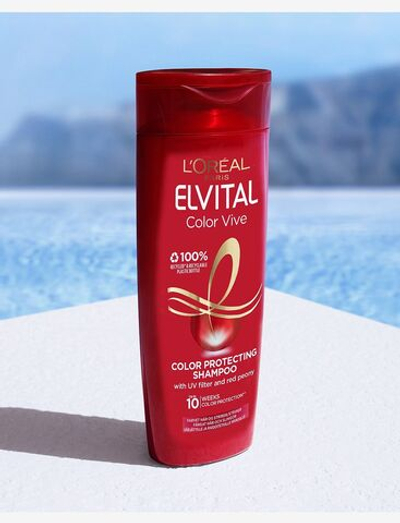 Шампунь Elseve/Elvital Color Vive для защиты цвета с УФ-фильтром и витамином С, 250 мл (Франция)