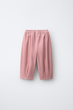 ZARA БРЮКИ BALLOON ИЗ МИКРОВЕЛЬВЕТА, ПУДРОВО-РОЗОВЫЙ