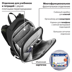 Ранец BRAUBERG PREMIUM, 2 отделения, с брелоком, "Dino attack", 3D-панель, 38х29х16 см, 272016