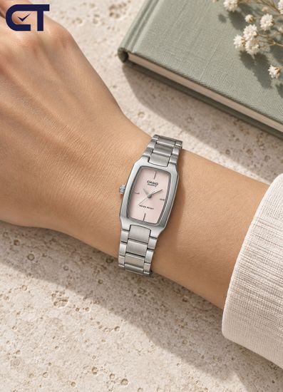 CASIO LTP-1165A-4C CASIO Collection женские наручные часы — изящный прямоугольный корпус, стальной браслет и винтажная геометрия