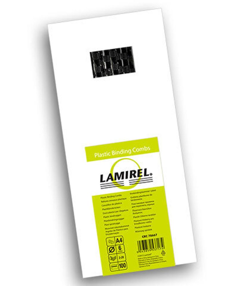 Пружины для переплета пластиковые Lamirel,  6 мм. Цвет: черный, 100 шт в упаковке.