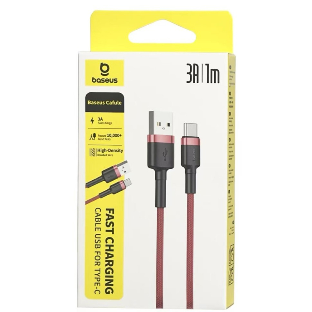 Usb Кабель-зарядка TYPE-C Baseus Cafule 3A 1м (CATKLF-B09) красный