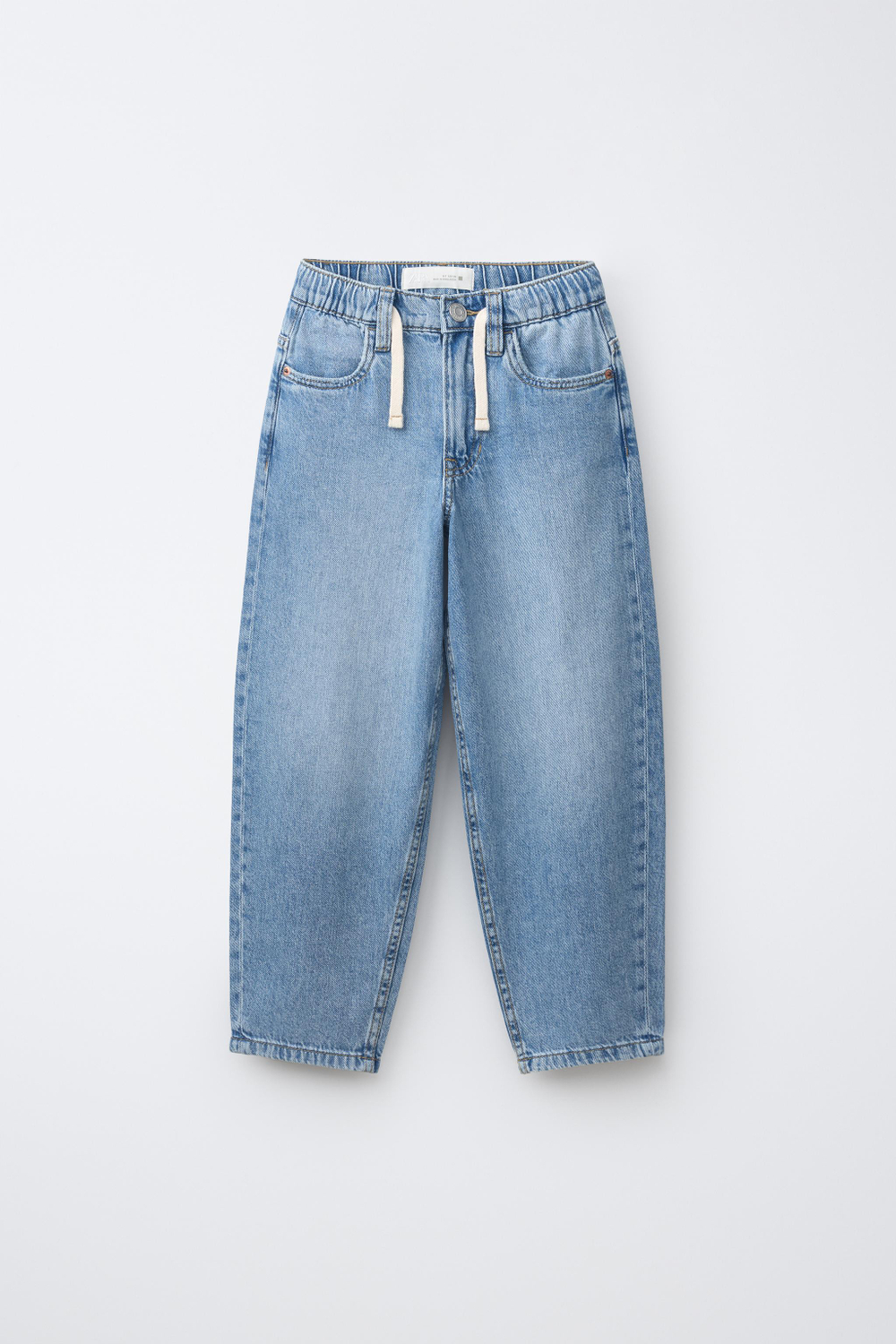ZARA ДЖИНСЫ BAGGY BALLOON НА ШНУРКЕ, СИНИЙ