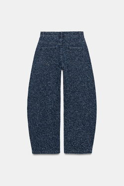 ZARA ДЖИНСЫ WIDE LEG СО СРЕДНЕЙ ПОСАДКОЙ И ФАКТУРНОЙ ТКАНЬЮ — ZW COLLECTION, ГОЛУБОЙ