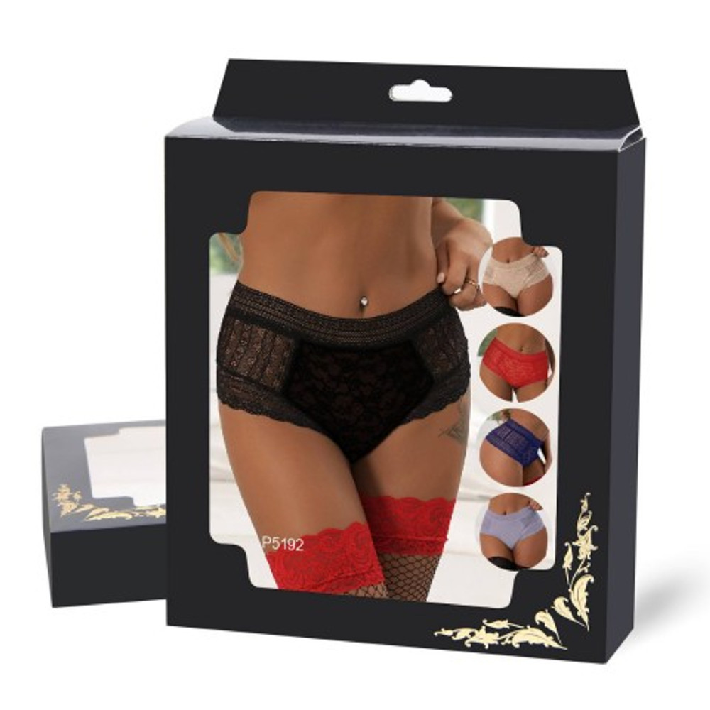 Трусики бразилиана Floral Lace, синие, M-L