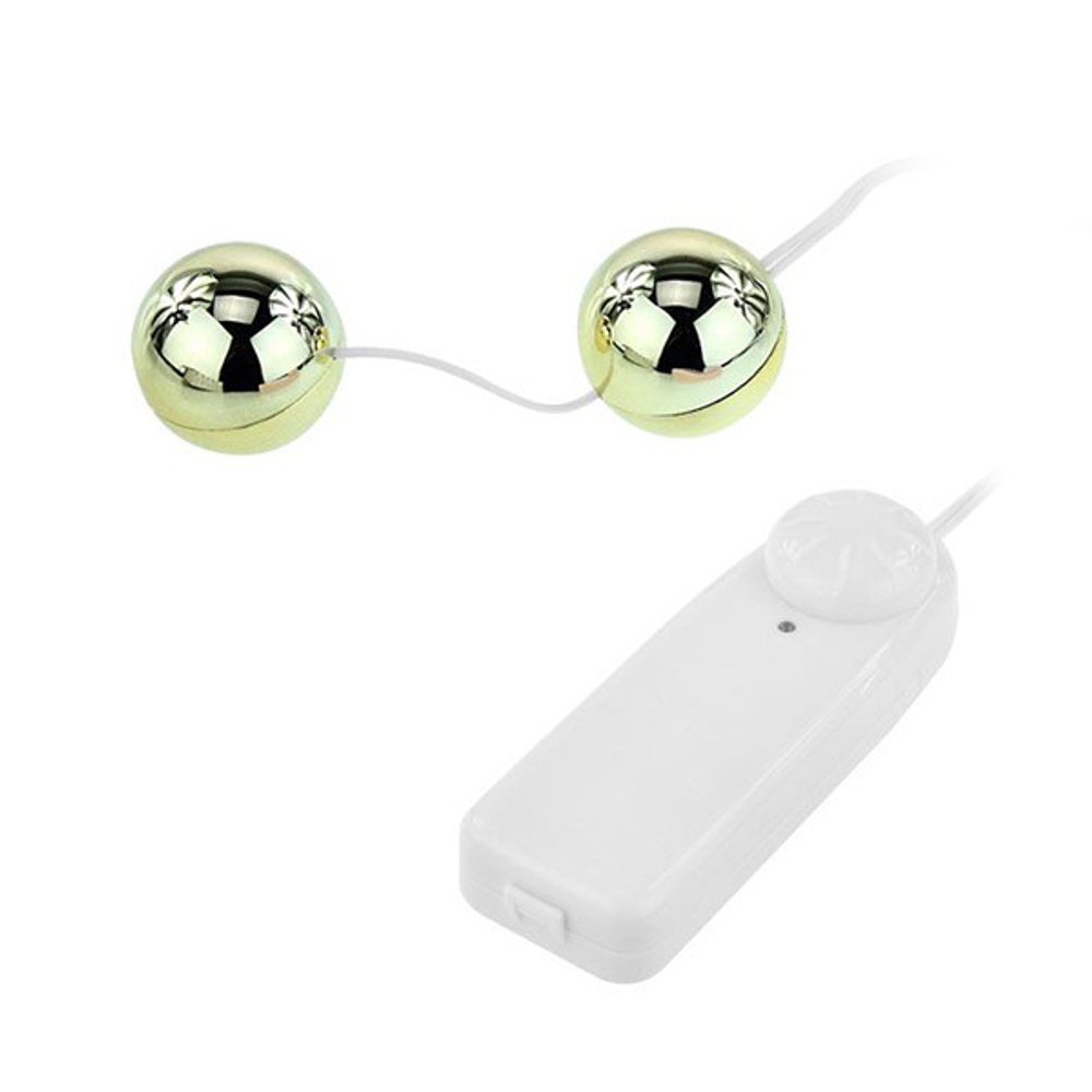 Золотистые шарики 3,2см с вибрацией Baile Goden Balls BI-014049-6