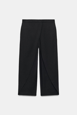 ZARA БРЮКИ С ЗАЩИПАМИ — ZW COLLECTION, ЧЕРНЫЙ