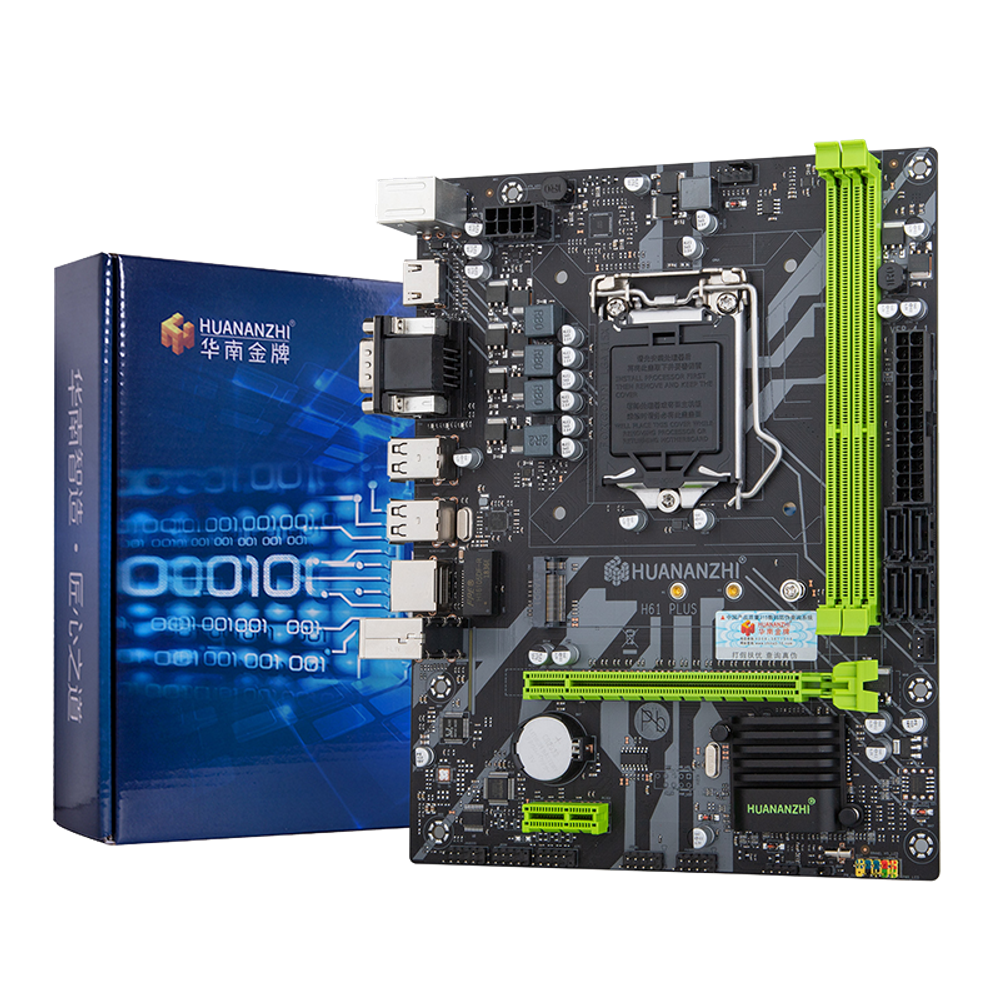 Материнская плата HUANANZHI H61-PLUS-M.2, Socket1155, mATX, Retail, 2xDDR3, PCIe3.0, 1xM.2, 100LAN, 2xPS/2, 6xUSB2, VGA, HDMI (HNZ-H61-PLUS-M2)