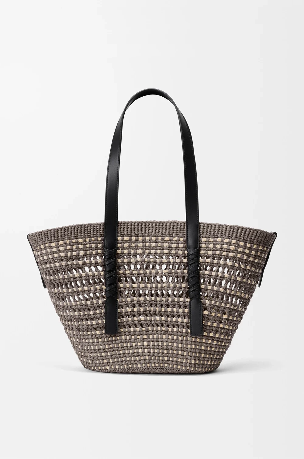 Loewe Среднего плетеная сумка-корзина Braid из пальмы и телячьей кожи, хаки