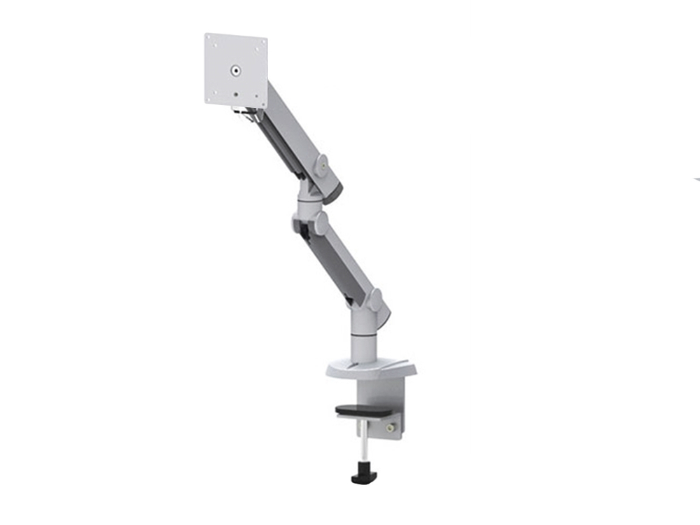 ErgoFount DFST-101C Шарнирное настольное крепление для монитора диагональю до 27'' с двухколенным вылетом, газово-пружинным амортизатором и зажимом к столу типа "С". Цвет - серебристый