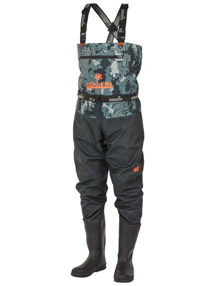 Полукомбинезон заброд. Norfin PILOT CAMO BOOTFOOT р.46-XXL с сапогами резина