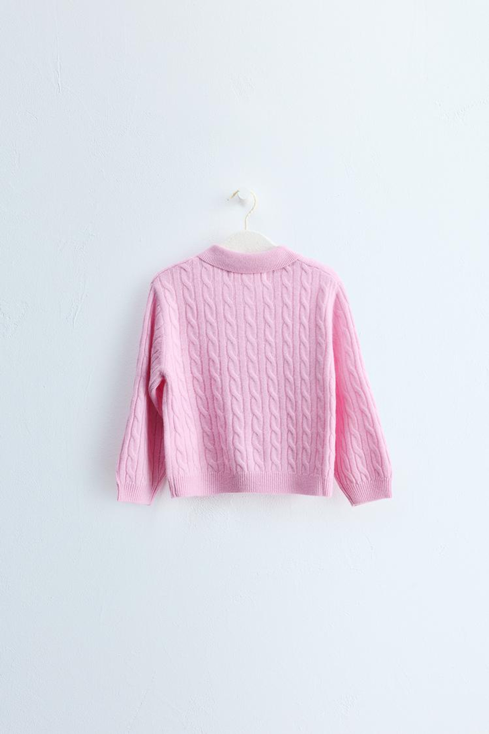 ZARA TIMELESS — СВИТЕР ПОЛО ИЗ 100% ШЕРСТИ С УЗОРОМ «КОСЫ», РОЗОВЫЙ