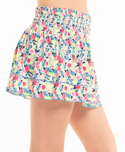 Юбка для девочки теннисная Lucky in Love Novelty Print Flower Frenzy Smocked Skirt - разноцветный