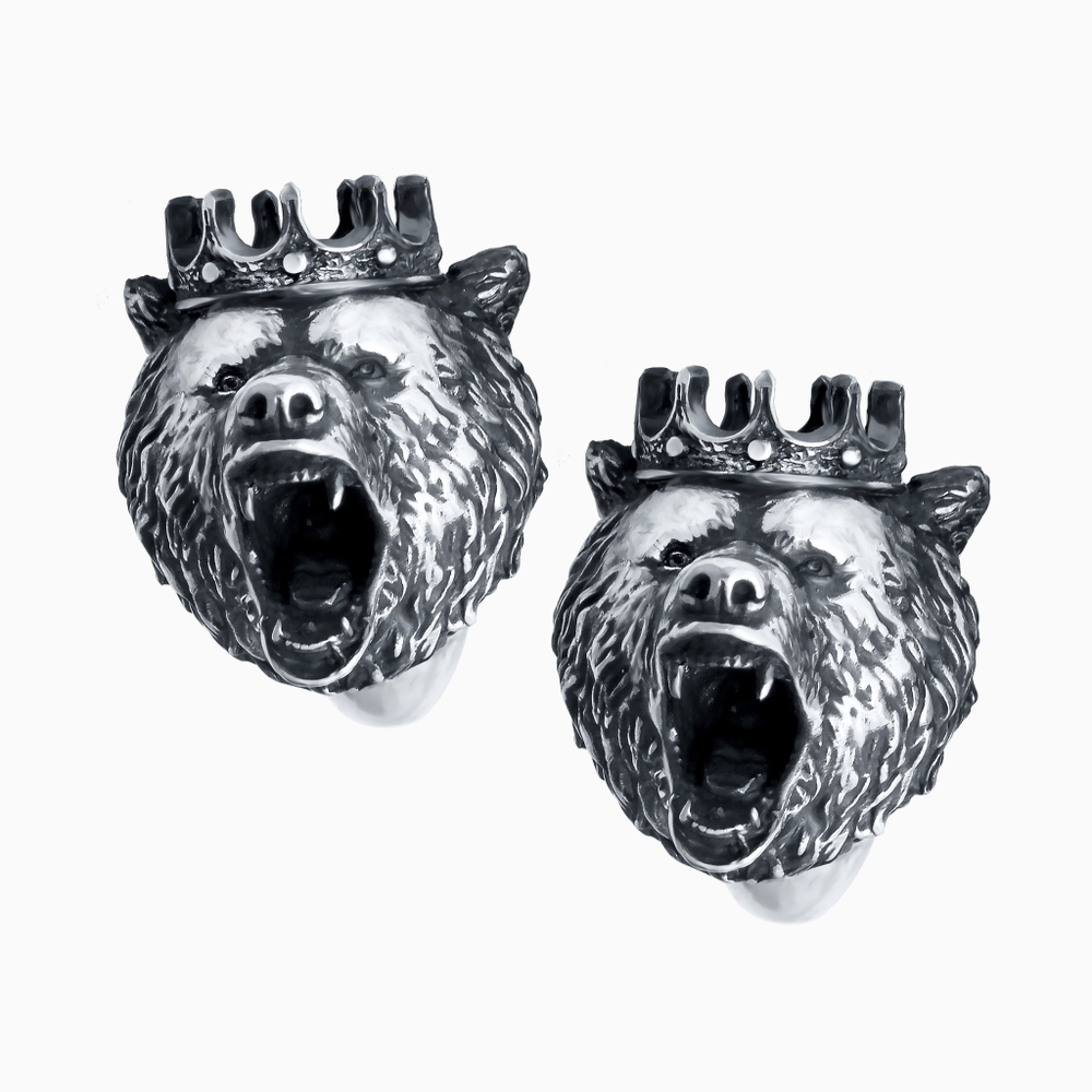 Запонки мужские KING BEAR, оксидирование, сапфир — корунд