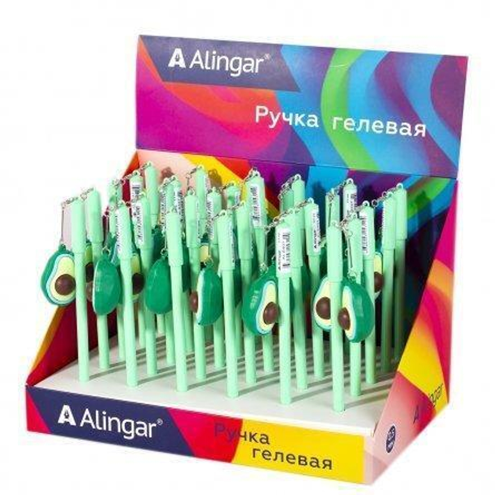 Ручка гелевая 0,5 мм, синяя "Авокадо" (Alingar)
