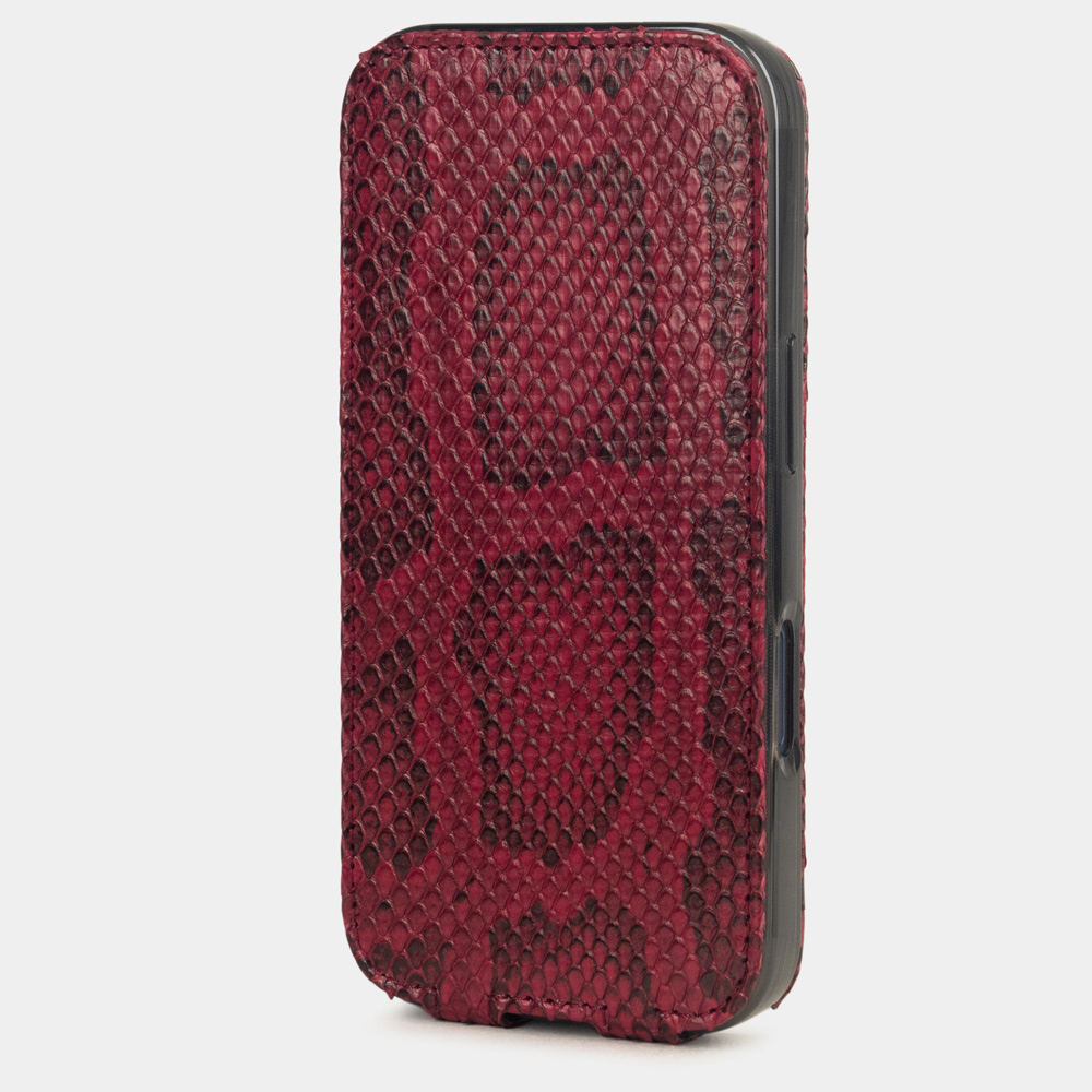 Чехол для iPhone 17 Pro Max - кожа питона, малина