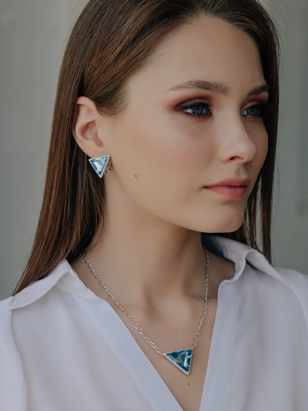 Комплект Айсберг с фиолетовыми кристаллами Сваровски