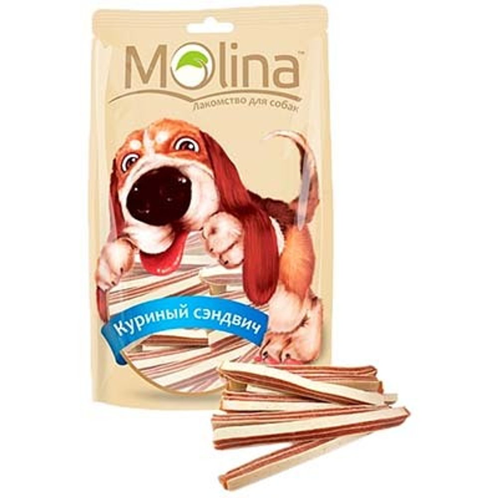 Molina Лакомство для собак Куриный сэндвич, 80г