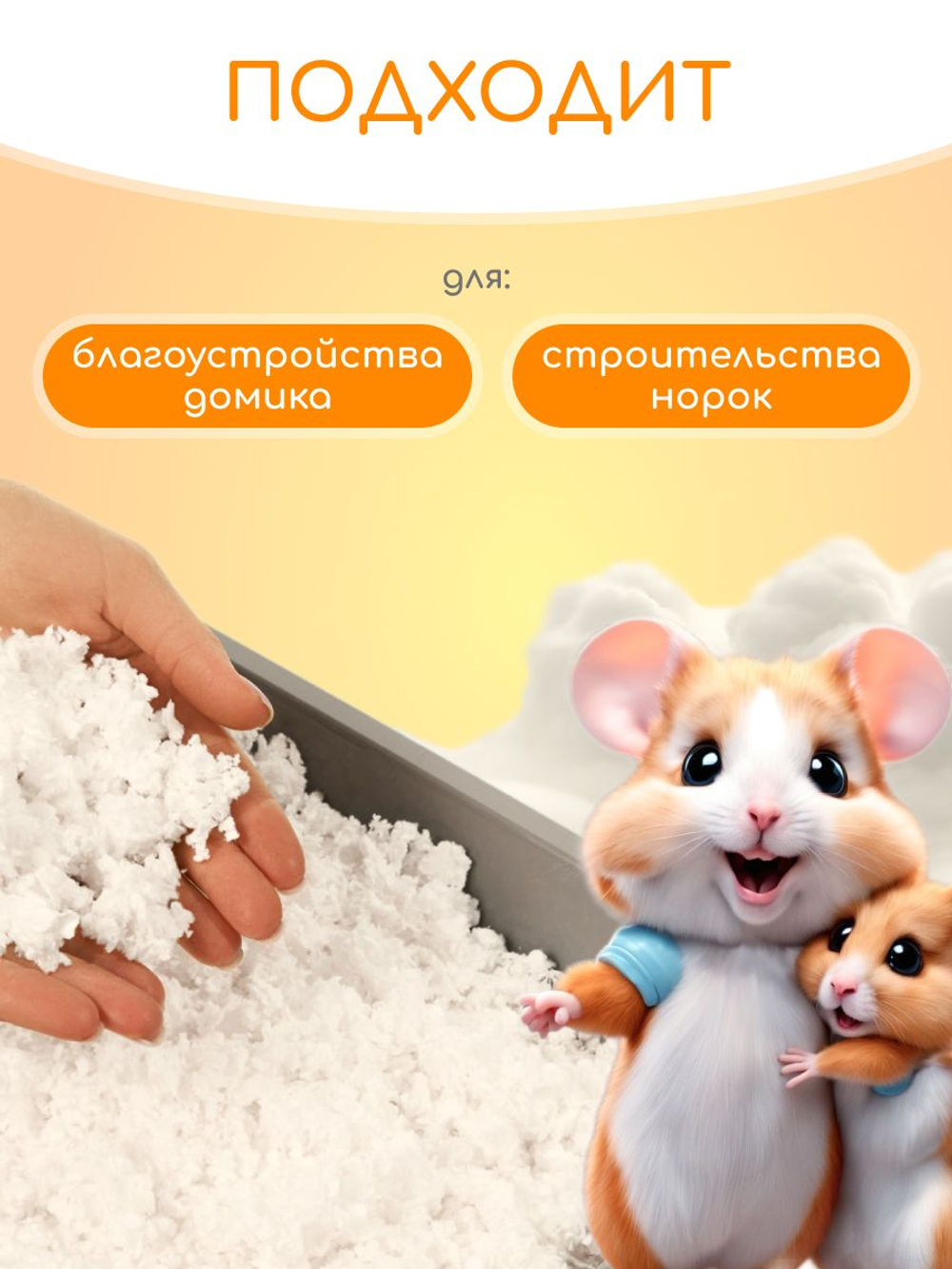 Целлюлозный наполнитель HERO PETS для клетки грызунов и мелких животных, белый