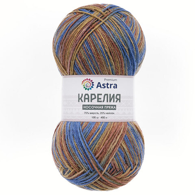 Пряжа Astra Premium (Астра Премиум) Карелия носочная (Karelia sock) / уп.2 мот. по 100 г, 400 м, 1005