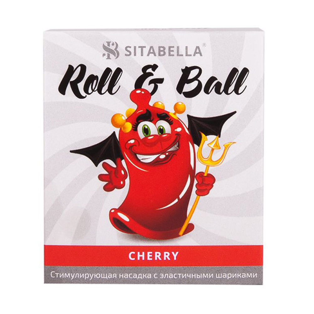Стимулирующий презерватив-насадка Sitabella Roll & Ball Cherry 1425